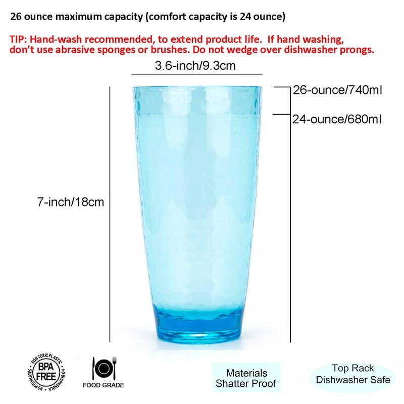 KOXIN-KARLU Hammered 26-ounce Plastic Tumbler Acrylic Glasses, set of 6 Multicolor - Image 2